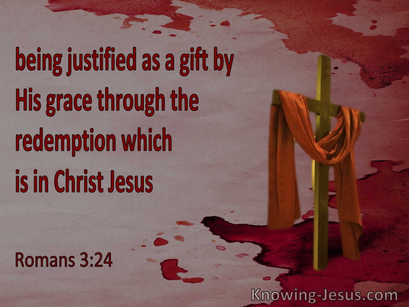 Romans 3:24 Justified As A Gift By His Grace Through The Redemption (orange)